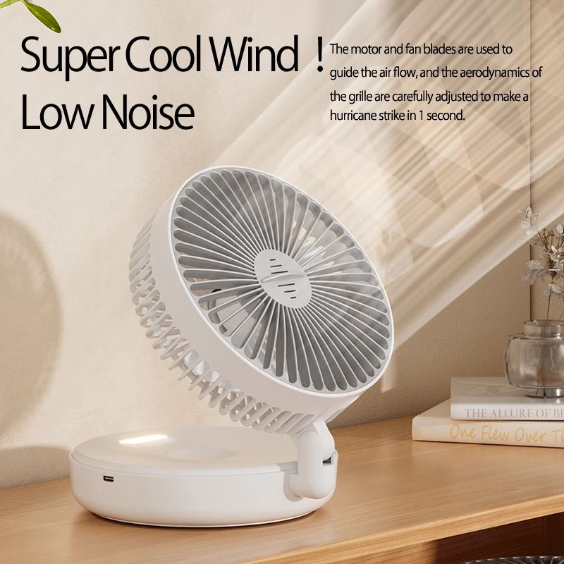 Portable 3-in-1 Rechargeable Fan – Foldable, Wall Mount & Hanging Design with 4 Speeds