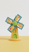 Rotating windmill photo frame polished metal