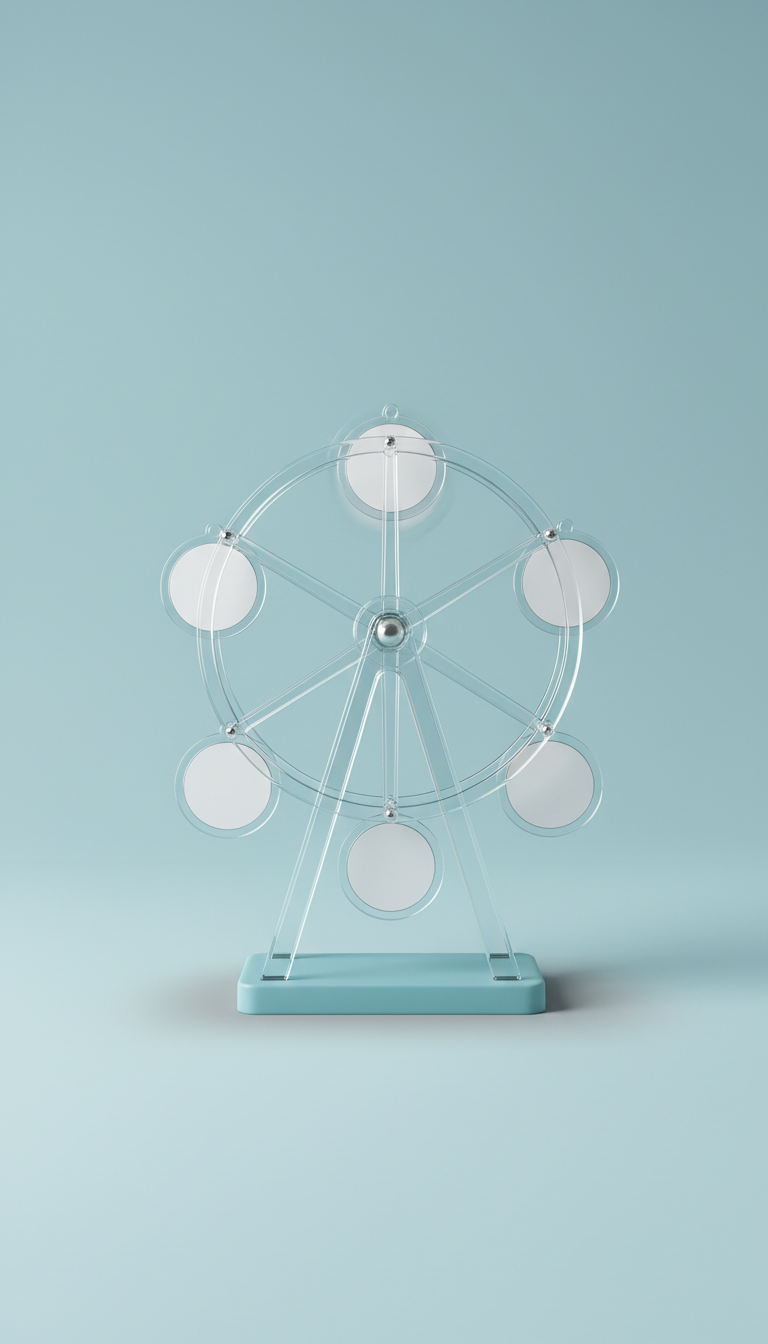 Acrylic Ferris wheel photo frame with mist blue base