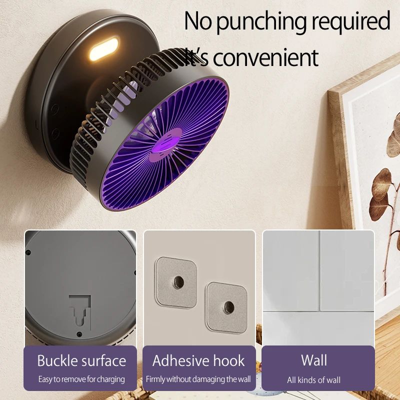 Portable 3-in-1 Rechargeable Fan – Foldable, Wall Mount & Hanging Design with 4 Speeds