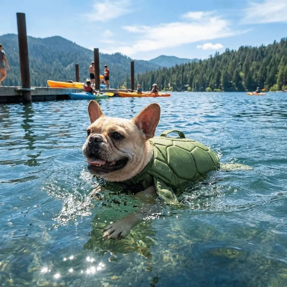 Cute Turtle Shape Pet Life Jacket Portable Handle Adjustable Dog Safety Vest Reflective Life Preserver Dog Swimsuit