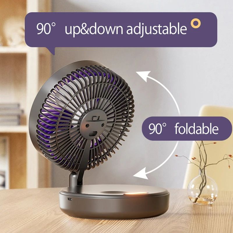 Portable 3-in-1 Rechargeable Fan – Foldable, Wall Mount & Hanging Design with 4 Speeds