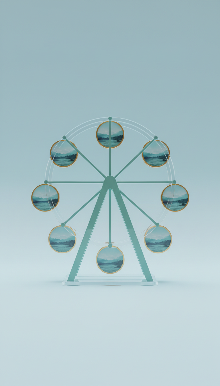 Acrylic Ferris wheel photo frame with soft teal accent